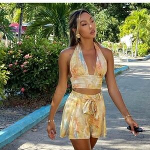 Colorful Smocked 2 Piece Outfit